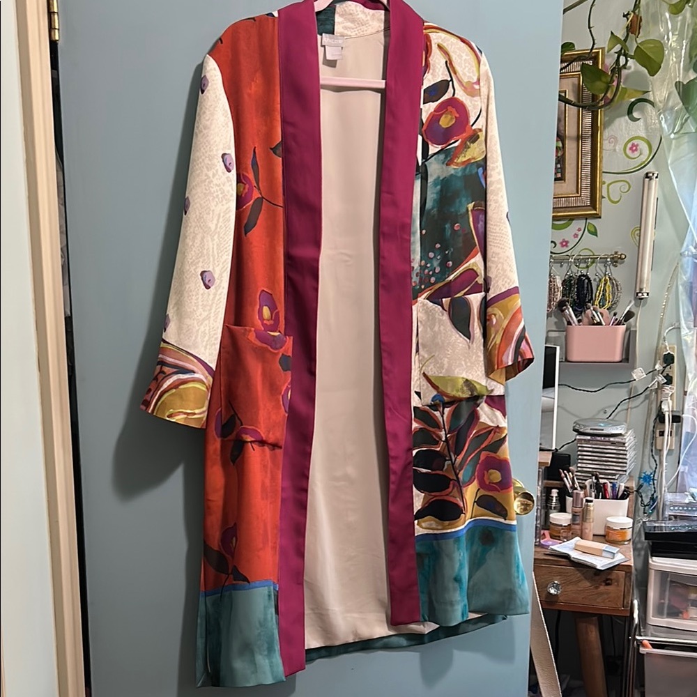 Chico's Multicolor Floral Open Jacket